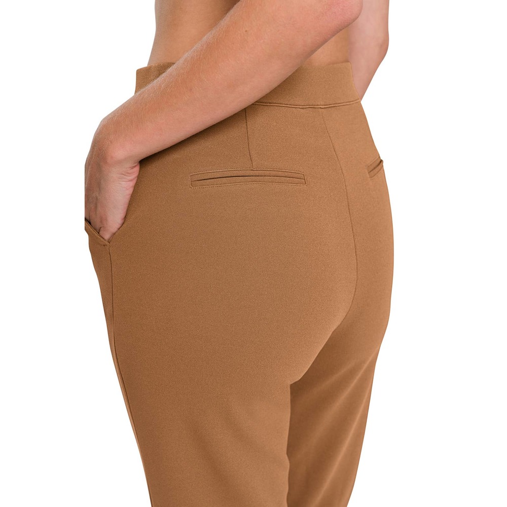 ZENANA WOMEN'S STRETCH PULL-ON SCUBA CREPE DRESS PANTS DARK CAMEL - Picture 5 of 5